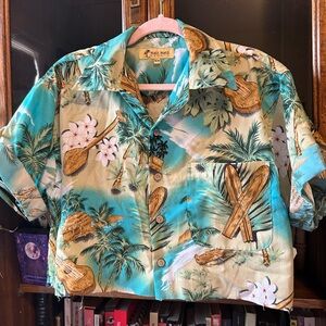 Vintage Maui Hawaiian Cropped Button Up Shirt